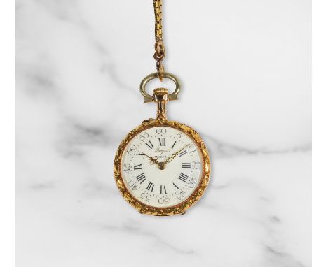 Breguet. An 18K rose gold open face keyless wind pocket watchBreguet. Montre de gousset à cadran ouvert en or rose 18K (750) 