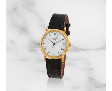 Patek Philippe. An 18K gold automatic calendar wristwatchPatek Philippe. Montre bracelet en or jaune 18K (750) avec date mouv