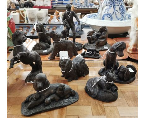 Collection of bronzed composition mainly animals and figure group, some by Heredities and Designcraft to include: Rifleman an