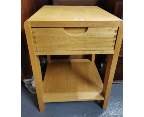 Modern Ercol Bosco light oak single drawer lamp table with under tier. 50x44x60cm approx. (B.P. 21% + VAT)