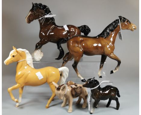 Collection of ceramic horses and donkeys by Royal Doulton and Beswick etc. (5) (B.P. 21% + VAT)