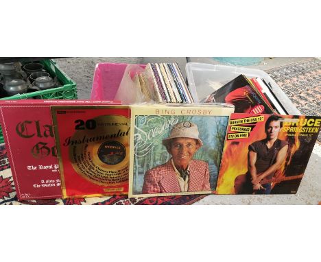 Two boxes of vinyl LPs to include: Bruce Springsteen, Neil Diamond, Bob Dylan, Classic Rock, Elvis, Roxy Music etc. (2) (B.P.