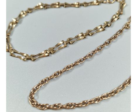 9ct gold rope twist bracelet 2.7g approx., together with a 9ct gold two bar gate bracelet 1.7g approx. (B.P. 21% + VAT)