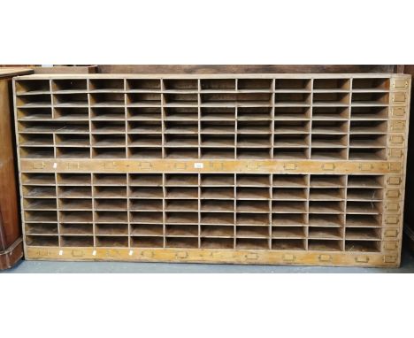 Vintage Post Office/office Pigeon holes cabinet. 170cm long approx. (B.P. 21% + VAT)