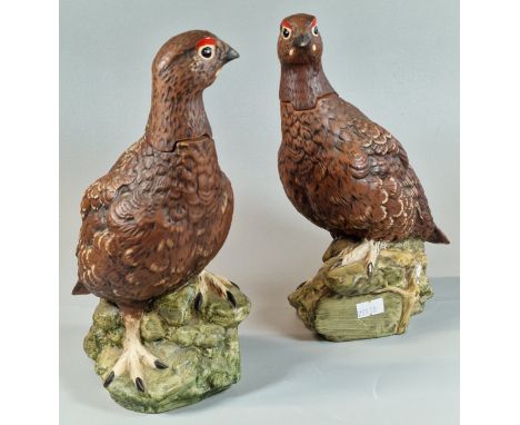 Pair of Royal Doulton Matthew Gloag &amp; Son Ltd Famous Grouse Scotch Whisky liqueur bottles/decanters, in the form of Grous