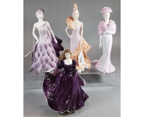 Three Coalport bone china figures to include: 'Night at the Opera', 'Twenties Party' and 'Rendezvous in Red', together with a