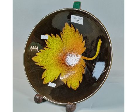 Poole Pottery 'Aegean' S7 circular bowl, decorated with a sycamore leaf. 27cm diameter approx. (B.P. 21% + VAT)