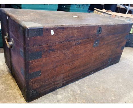 19th century metal banded camphor wood trunk. (B.P. 21% + VAT)
