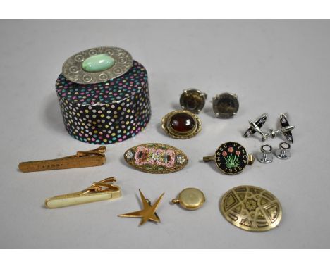 A Collection of Costume Jewellery to include Brooches, Cufflinks including Pair of Spitfire Examples, Tie Pins Etc 