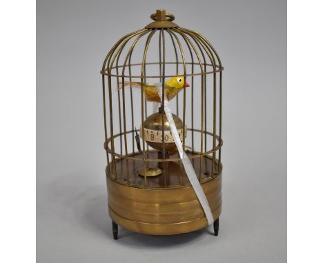 A Reproduction Novelty Automaton Clock in the Form of Caged Birds, Working Order, 20cms High 
