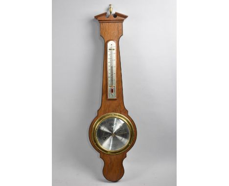 A Modern Wheel Barometer and Thermometer by Comitti, 60cms High 
