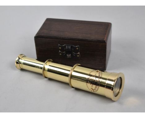 A Reproduction Wooden Cased Brass Model of a Two Drawer Telescope, "The Victorian Marine Telescope" as Made by Ottway and Co,