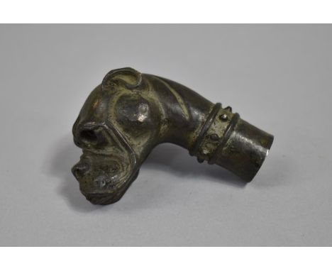 A Novelty Metal Walking Stick Handle in the Form of a Boxer Dog Head, 7cms High 