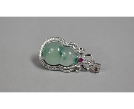 A Chinese Faux White Jade Pendant Mounted with Stones 
