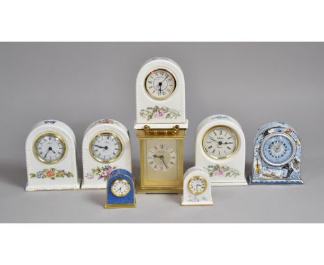 A Collection of Various Ceramic Mantel Clocks by Aynsley together with a President Quartz Brass Mantel Clock 