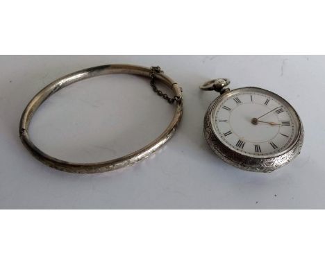 An Edwardian silver-cased ladies fob watch with Roman numerals, works for short period, key-wind, Birmingham, 1909, maker Max