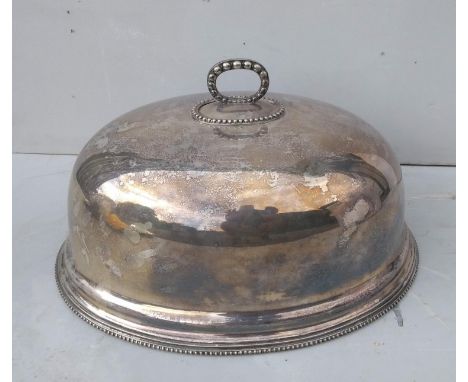 A 19th century silver plate meat dome, four wine coasters, trays, Oriental tea kettle, food warmer, ladle, etc 