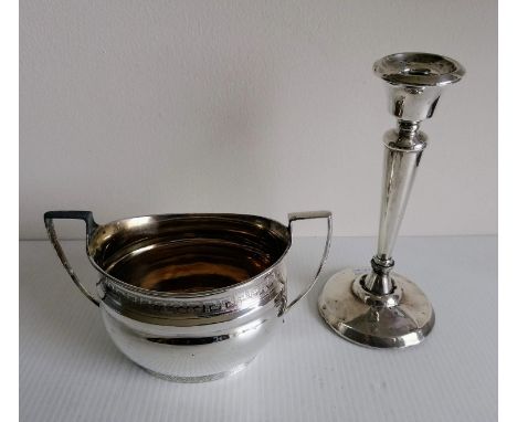 A Victorian silver two-handled oval sugar bowl with etched decoration by Elkington &amp; Co., Birmingham, 1882, 256g and a we