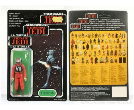 Palitoy Star Wars vintage Return of the Jedi Tri-Logo B-Wing Pilot 3 3/4" figure, Mint, within Good (dented) bubble, upon Exc