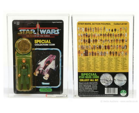 Kenner Star Wars vintage The Power of the Force A-Wing Pilot 3 3/4" figure, AFA Graded 85 Y-NM+ Card 85 Bubble 85 Figure 85, 