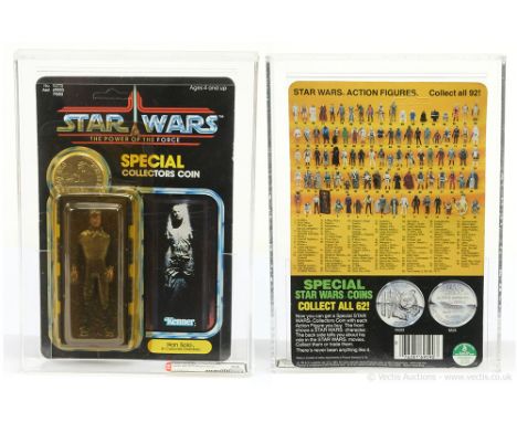 Kenner Star Wars vintage The Power of the Force Han Solo Carbonite 3 3/4" figure, AFA Graded 85 Y-NM+ Card 80 Bubble 85 Figur