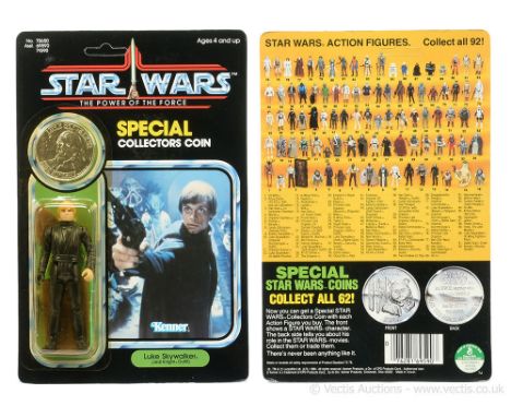 Kenner Star Wars vintage The Power of the Force Luke Skywalker Jedi Knight 3 3/4" figure, Mint, within Excellent (yellowed) b