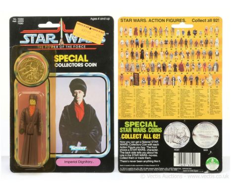 Kenner Star Wars vintage The Power of the Force Imperial Dignitary 3 3/4" figure, Mint, within Fair (yellowed and cracked) bu