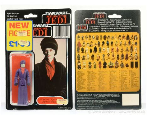Palitoy Star Wars vintage Return of the Jedi Tri-Logo Imperial Dignitary 3 3/4" figure, Mint, within Good Plus (minor dents) 