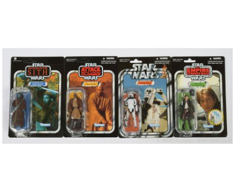 Kenner Star Wars modern Vintage Collection 3 3/4" figures x four including Mace Windu VC35, Sandtrooper VC14, Han Solo Echo B