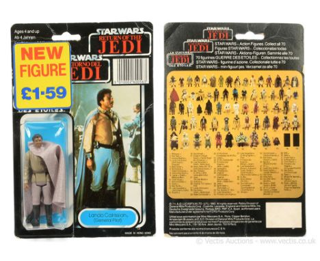 Palitoy Star Wars vintage Return of the Jedi Tri-Logo Lando Calrissian General Pilot 3 3/4" figure, Mint, within Good (dented