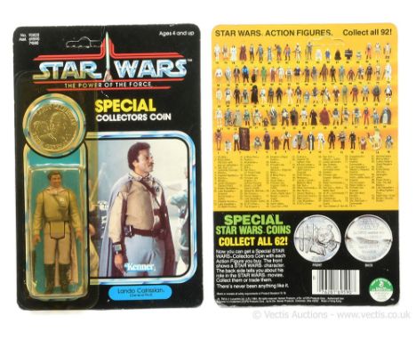 Kenner Star Wars vintage The Power of the Force Lando General Pilot 3 3/4" figure, Mint, within Good (dented and yellowed) bu