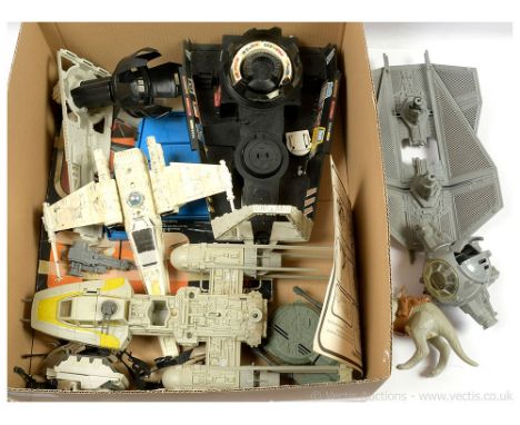 Quantity of Kenner Star Wars vintage Vehicles and Creatures including TIE Interceptor (one broken wing clip), X-Wing Fighter,