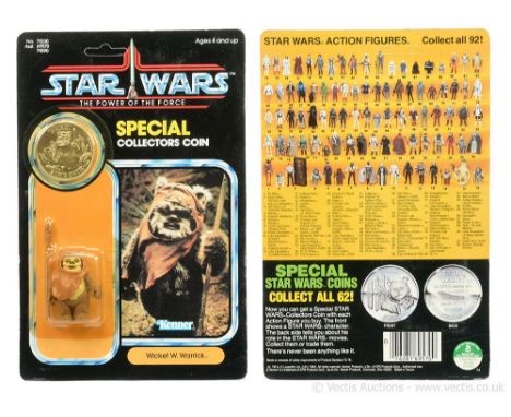 Kenner Star Wars vintage The Power of the Force Wicket 3 3/4" figure, Mint, within Near Mint (yellowed) bubble, upon Near Min