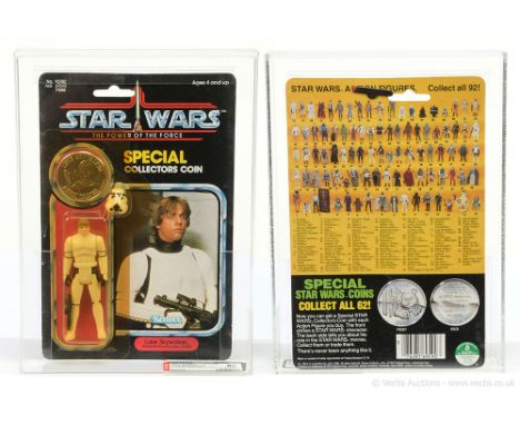 Kenner Star Wars vintage The Power of the Force Luke Skywalker Stormtrooper Outfit 3 3/4" figure, AFA Graded 85 Y-NM+ Card 85