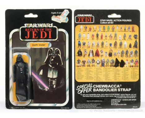 Palitoy Star Wars vintage Return of the Jedi Darth Vader 3 3/4" figure, Mint, within Good (dented) bubble, upon Good Plus (su