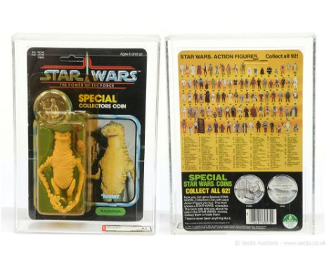 Kenner Star Wars vintage The Power of the Force Amanaman 3 3/4" figure, AFA Graded 85 Y-NM+ Card 85 Bubble 85 Figure 90, upon