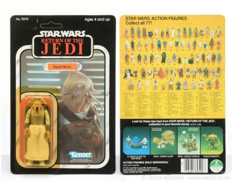 Kenner Star Wars vintage Return of the Jedi Squid Head 3 3/4" figure, Mint, within Excellent (yellowed) bubble, upon Excellen