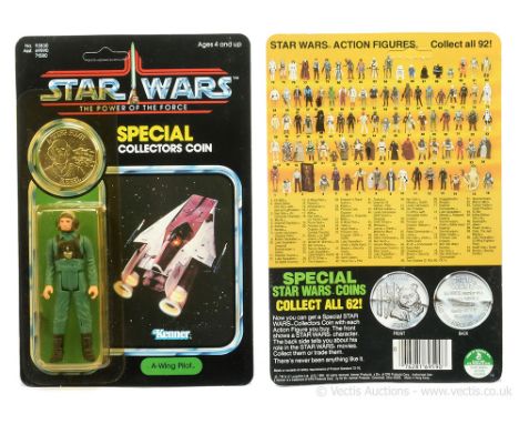 Kenner Star Wars vintage The Power of the Force A-Wing Pilot 3 3/4" figure, Mint, within Excellent (yellowed) bubble, upon Ne