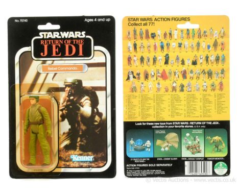 Kenner Star Wars vintage Return of the Jedi Rebel Commando 3 3/4" figure, Mint, within Excellent (yellowed) bubble, upon Exce