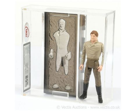 Kenner Star Wars vintage Han Solo Carbonite 3 3/4" figure, UKG Graded 85% Figure 85 Paint 85 Block 85.