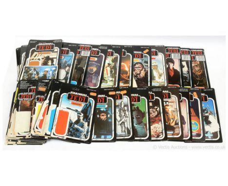 Large quantity of Star Wars vintage USED 3 3/4" figure Backing Cards including Lando General Pilot, Yak Face, Obi-Wan Kenobi,