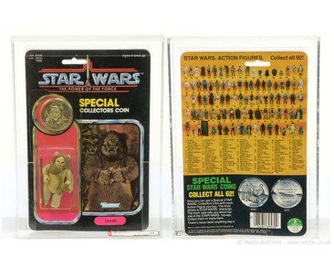 Kenner Star Wars vintage The Power of the Force Lumat 3 3/4" figure, AFA Graded 85 Y-NM+ Card 85 Bubble 85 Figure 85, upon pu