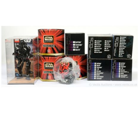 Applause Star Wars Ceramic Figural mugs x eight including Stormtrooper, Darth Vader, Han Solo, Darth Maul and other character