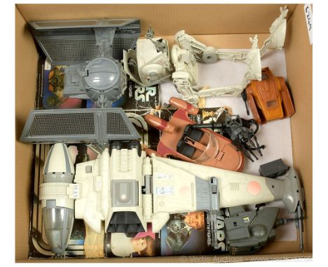 Kenner Star Wars vintage Vehicles x seven including Darth Vader TIE Fighter, Good Plus (untested), includes Poor box, B-Wing 
