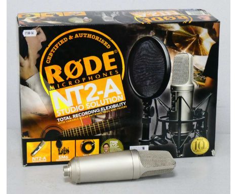 Rode NT2-A Studio Condenser Microphone, with SM6 shock mount and pop shield, boxed (untested).