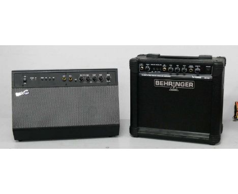 Rock Jam RJKSK-BK30 Twin Microphone Amplifier, Behringer V-Tone GM108 practice amp, (both untested).