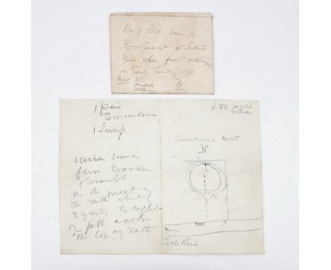 An original sketch-map in Roger Casement's hand, showing the location of items he and his companions had hidden after landing