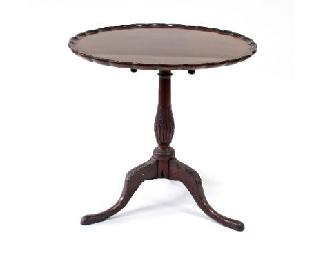 A George II style mahogany tripod table, with pie-crust top, 71cm diameter