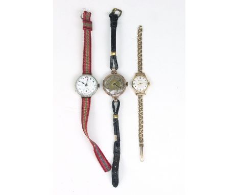 A 9ct gold cased wristwatch, the circular dial with Arabic numerals, fitted a 15 jewel movement marked Tegra, another wristwa