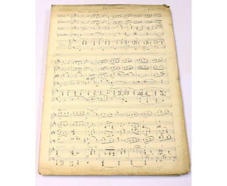 Sir Herbert Brewer (1865-1928) Auf Wiedersehen, autographed manuscript of the version for piano quintet, four pages large 4to